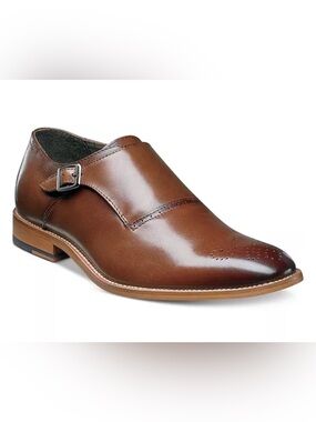 NEW! STACY ADAMS Men's Dinsmore Plain Toe Monk Strap Slip-On Loafer Sz 10
